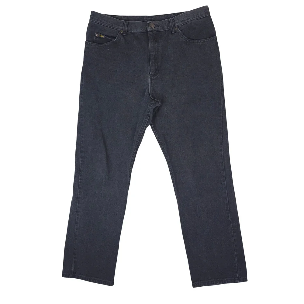 Lee Regular Fit Jeans Mens 38x32 Black 100% Cotton Straight Leg Denim Minimalist